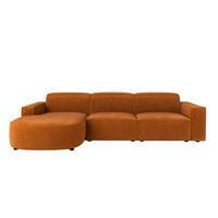 ECKSOFA Cursal Round L-Form, Stoff Salvador, Braun, Links - Braun, Holz (284/166cm) - Kaiser Möbel