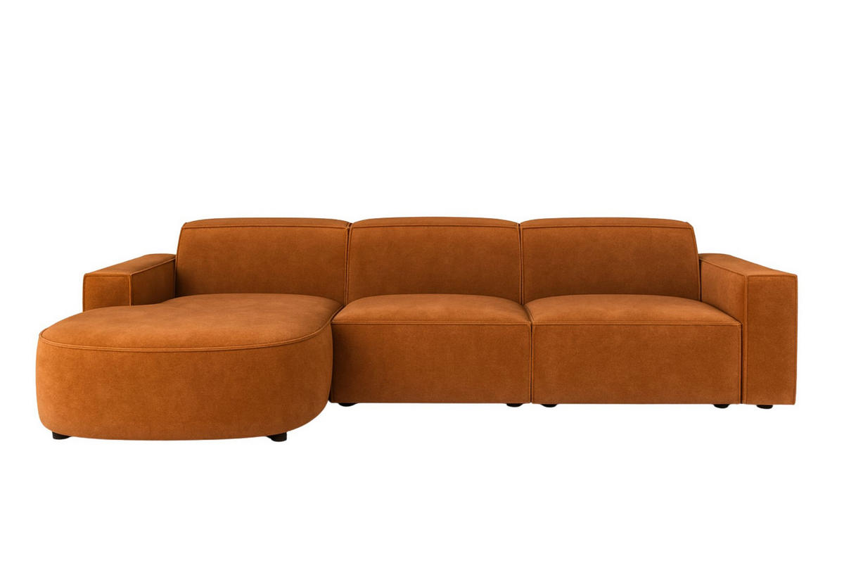 ECKSOFA Cursal Round L-Form, Stoff Salvador, Braun, Links - Braun, Holz (284/166cm) - Kaiser Möbel