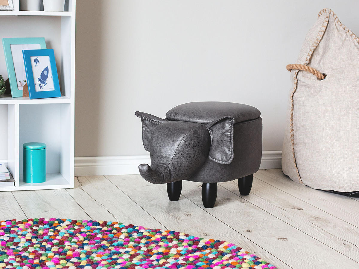 TIERHOCKER Elephant 32/70/35 cm - Grau, Kunststoff/Textil (70/35/32cm) - Beliani