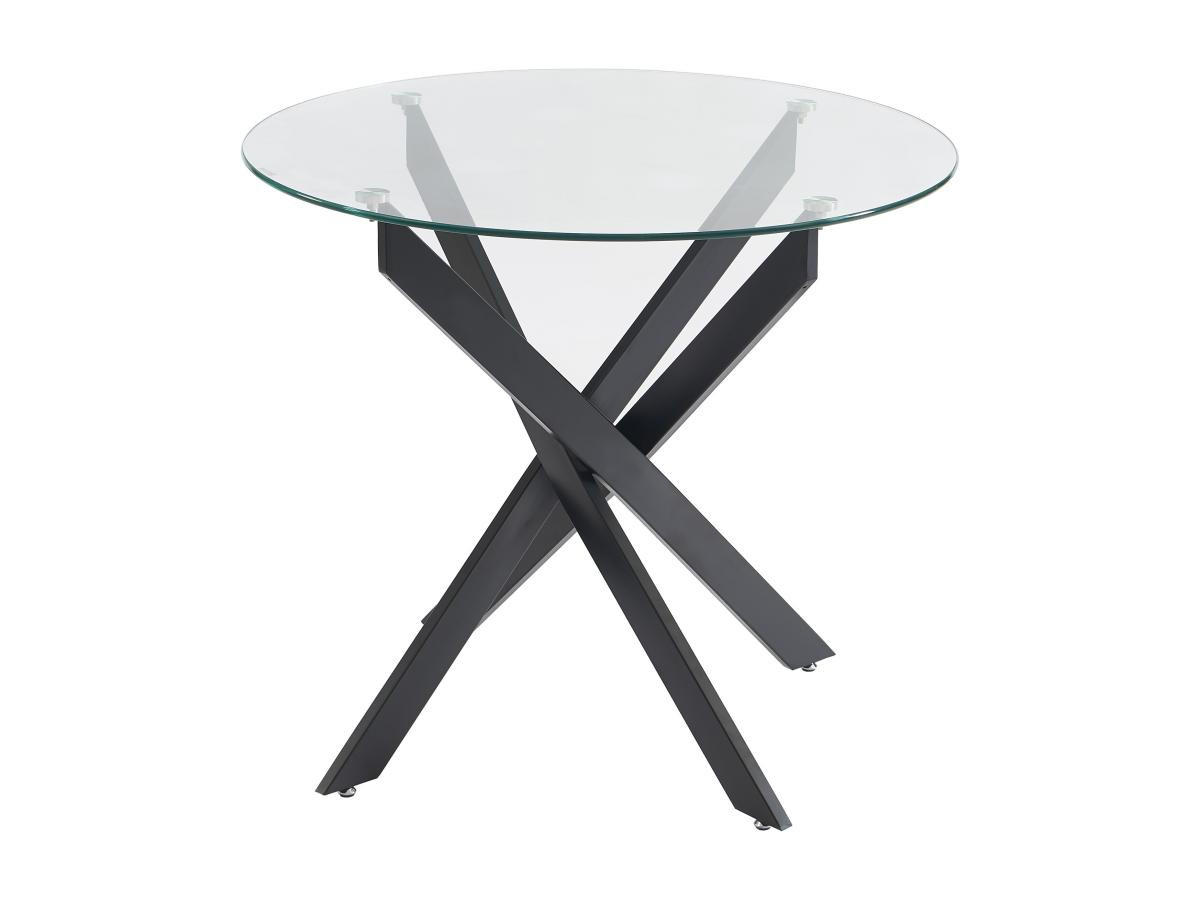 ESSTISCH rund für 2 Personen - Sicherheitsglas & schwarzes Metall - Transparent - COSIMA - Transparent, Glas (90/90/77cm) - Vente-Unique