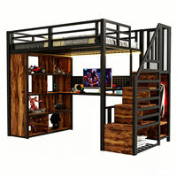 HOCHBETT 90/200 cm schwarz aus Metall und Holz mit Schreibtisch - Schwarz, Holzwerkstoff (90/200cm) - OKWISH
