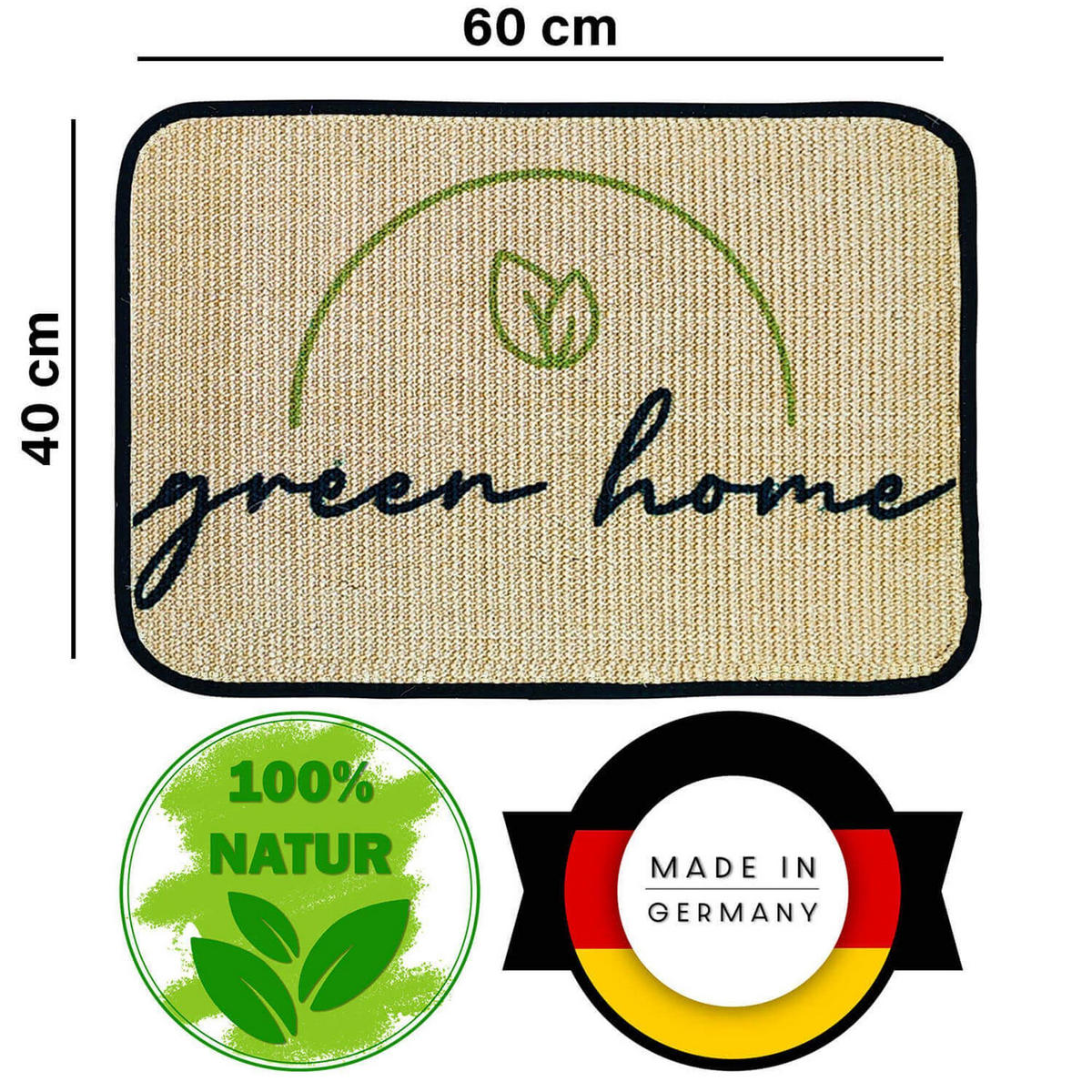 FUSSMATTE ECO-SISAL - Hellgrün, Textil (40/60cm) - WohnDirect