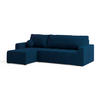 ECKSOFA VOLIRA Blau Plüsch-Stoff mit Schlaffunktion - Blau, Holz (230/143cm) - MASSENO