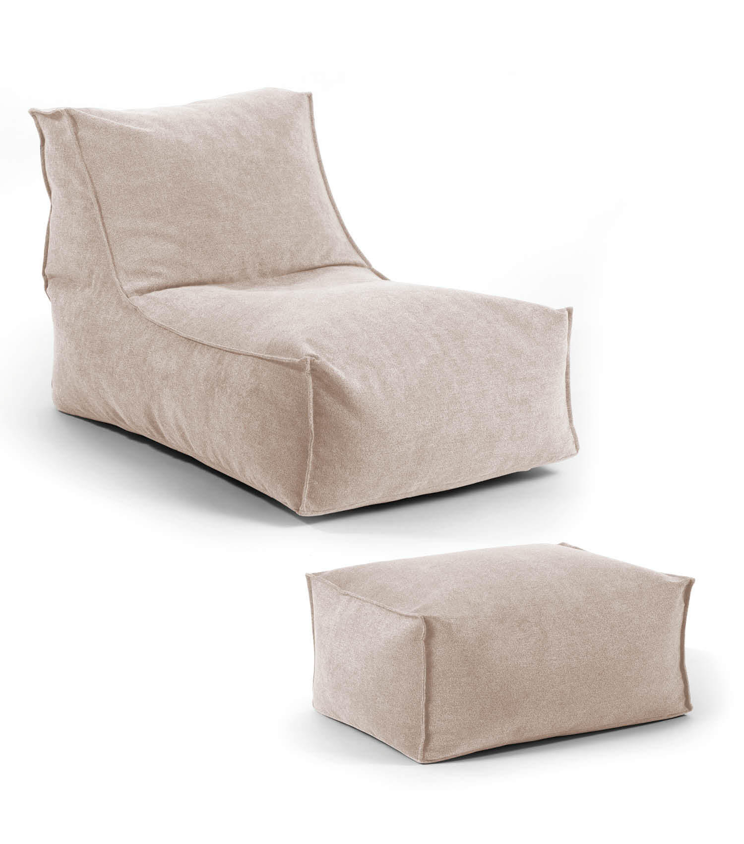 SITZSACK mit Hocker Der Gelassene - Beige, Textil (60/65/150cm) - Mokebo