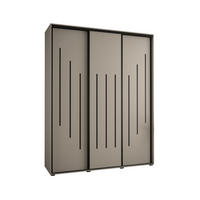 SCHWEBETÜRENSCHRANK 235,2/190/60 3-türig - Kaschmir/Schwarz, Holz/Metall (190/235.2/60cm) - MÖBEL KRYSPOL