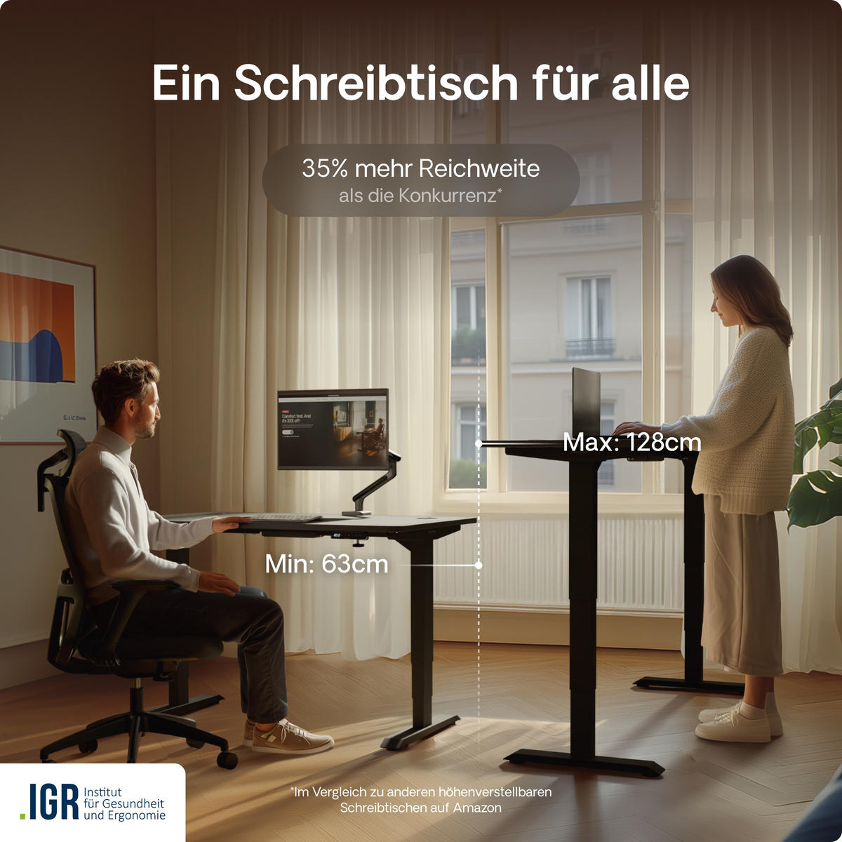 SCHREIBTISCH Elektrisch Höhenverstellbarer HomePro 140x70cm Schwarz/Schwarz mit Memory-Funktion, Anti-Kollisions Technologie - Schwarz, Holzwerkstoff (70/140/62cm) - Desktronic