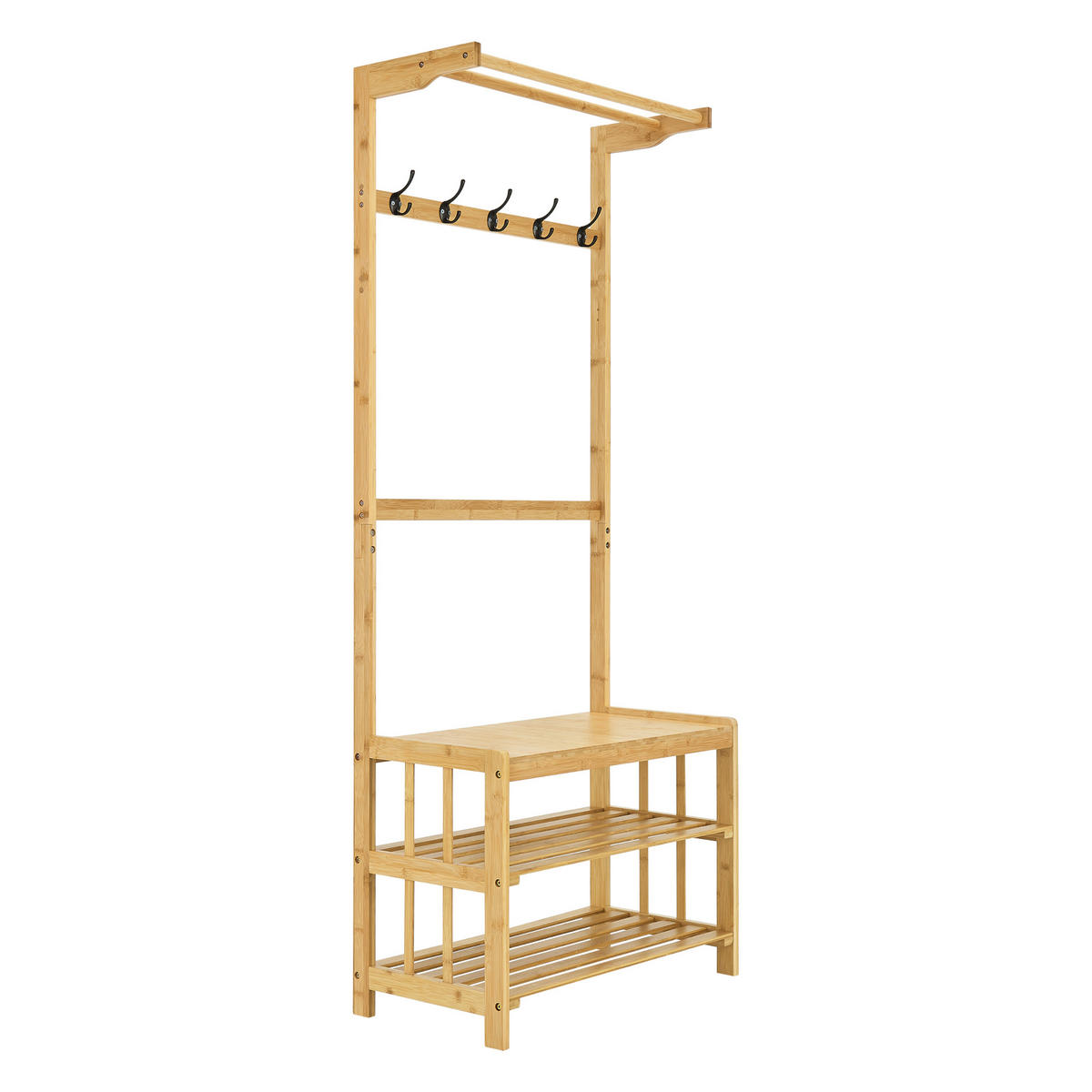 GARDEROBENSTÄNDER Tornio - Naturfarben, Holz (70/168/35cm) - [en.casa]