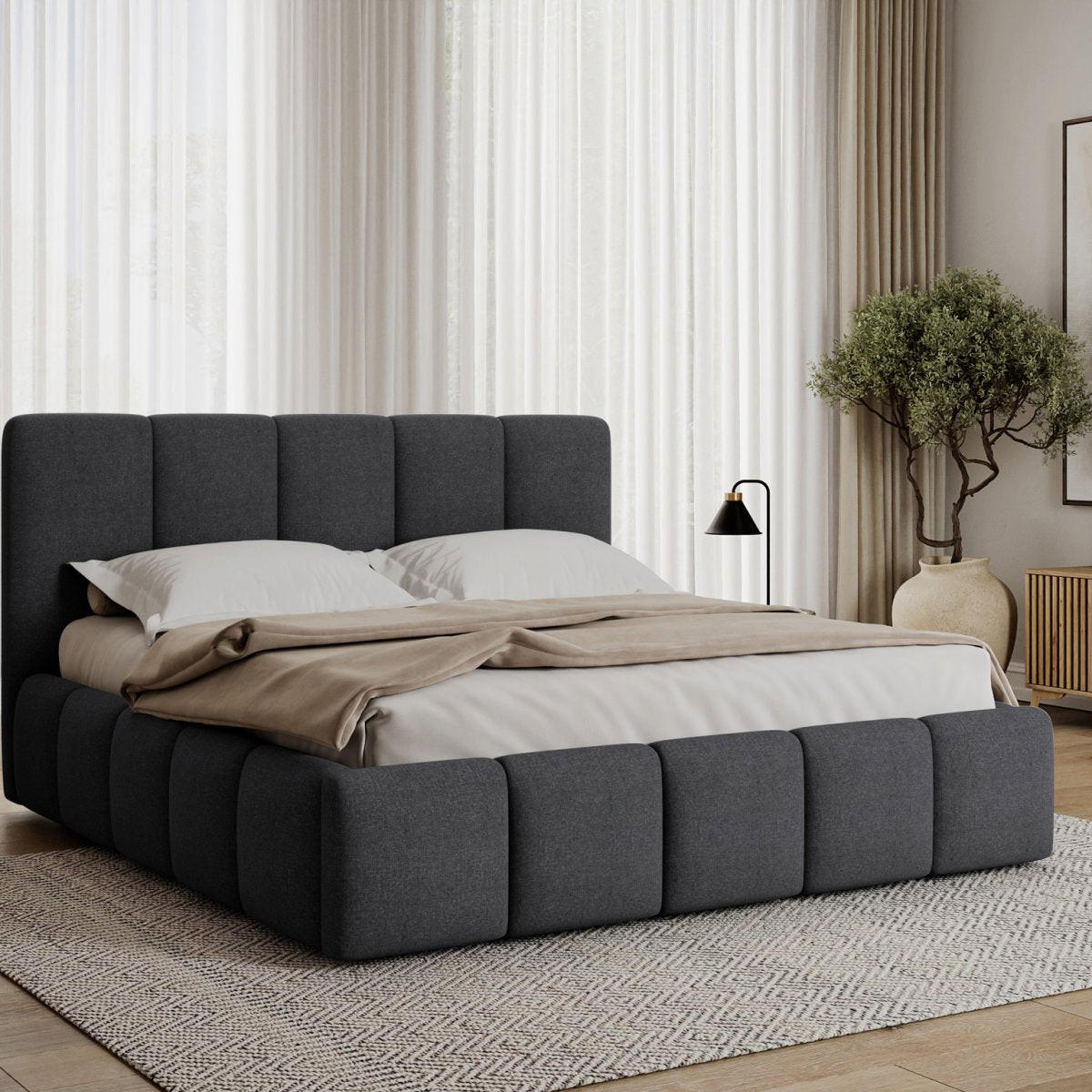 BOXBETT 160/200 Klaus Dunkelgrau - Schieferfarben, Holz (160/200cm) - Petits-meubles
