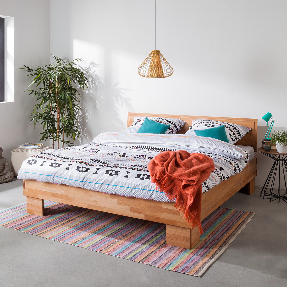 MASSIVHOLZBETT - Buche massiv - Buchefarben, Holz (180/200cm) - home24