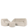 SITZSACK Sofa mit Sessel und rundem Hocker Cecilia - Beige, Textil (160/35/93cm) - icon
