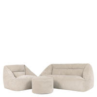 SITZSACK Sofa mit Sessel und rundem Hocker Cecilia - Beige, Textil (160/35/93cm) - icon