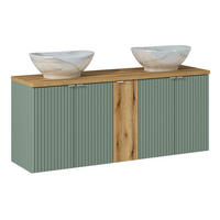 DVOJUMYVADLO 140cm Jade Zelená a dřevo - zelená barva, kompozitní dřevo (140/57/40cm) - Petits-meubles