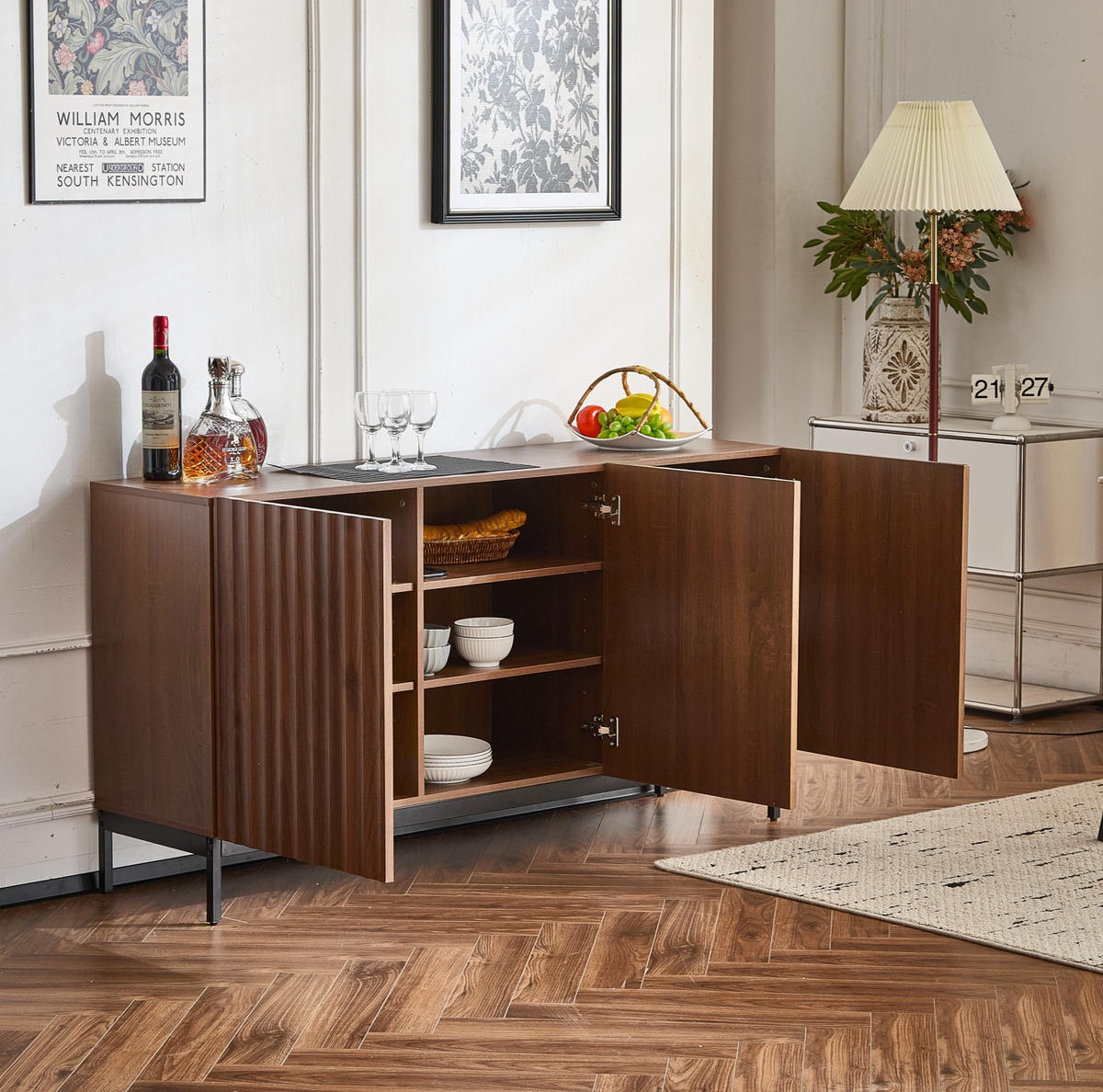 SIDEBOARD 150/40/80 cm aus MDF mit 3D-Wellendesign Dunkelbraun - Dunkelbraun, Holzwerkstoff (150/80/40cm) - Modenvie