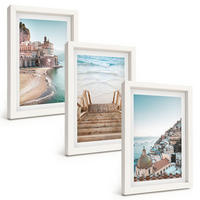 BILDER SET 3er Set - 20x30 cm Weißer Rahmen - Sommerliche Strandansichten in Pastellfarben - Weiß, Kunststoff (20/30cm) - TULUP