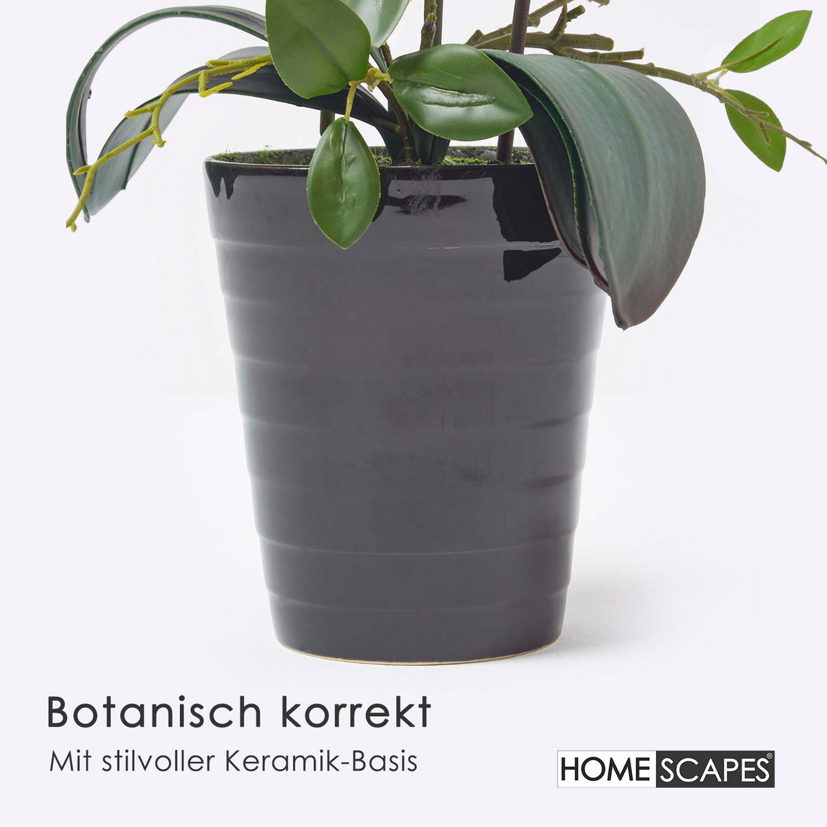 KUNSTBLUME Orchidee weiß-pink im Deko-Topf, 56 cm - Weiß, Kunststoff (56cm) - Homescapes