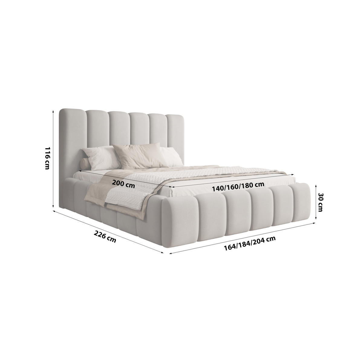 POLSTERBETT Doppelbett Ardal 160x200 cm, Hellgrau - Beige, Textil (160/200cm) - Fedve