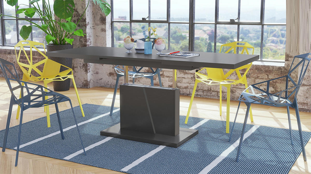 COUCHTISCH rechteckig Anthrazit matt ausziehbar höhenverstellbar - Anthrazit, Holzwerkstoff (70/120/60cm) - designimpex