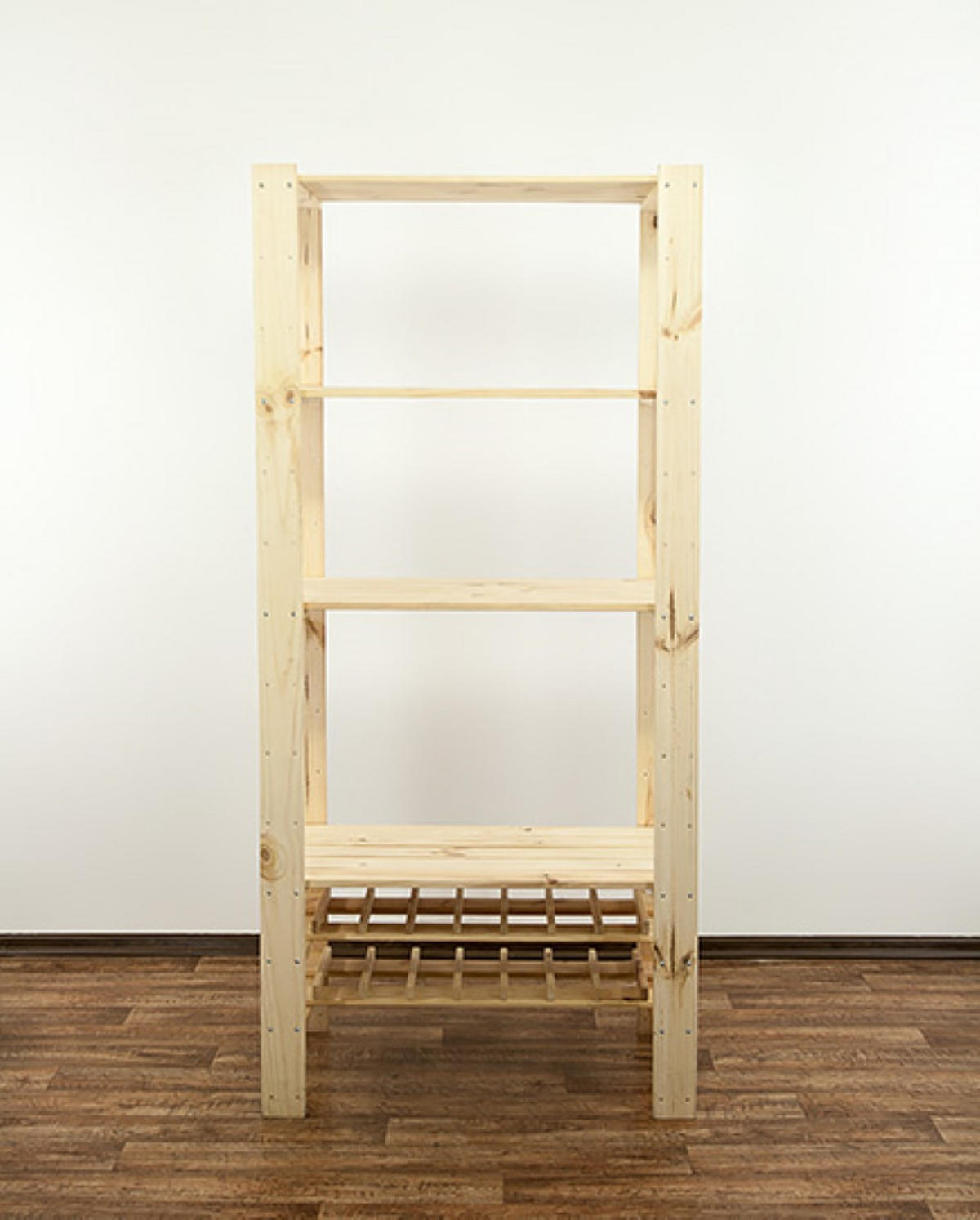 HOLZREGAL WOODLAND 166x80x50cm 4 Fachboden + 2 Flaschenebenen Kiefernholz Natur - Naturfarben, Holz (80/166/50cm) - PROREGAL