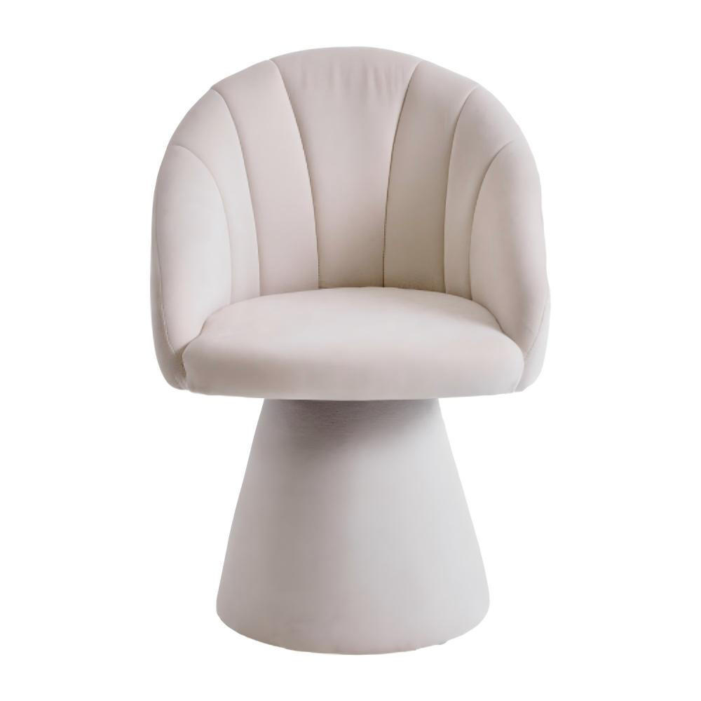 ESSZIMMERSTUHL mit runder Rückenlehne Komfortmodell, Cremeweiß - Beige, Textil/Fell (57/46/58cm)