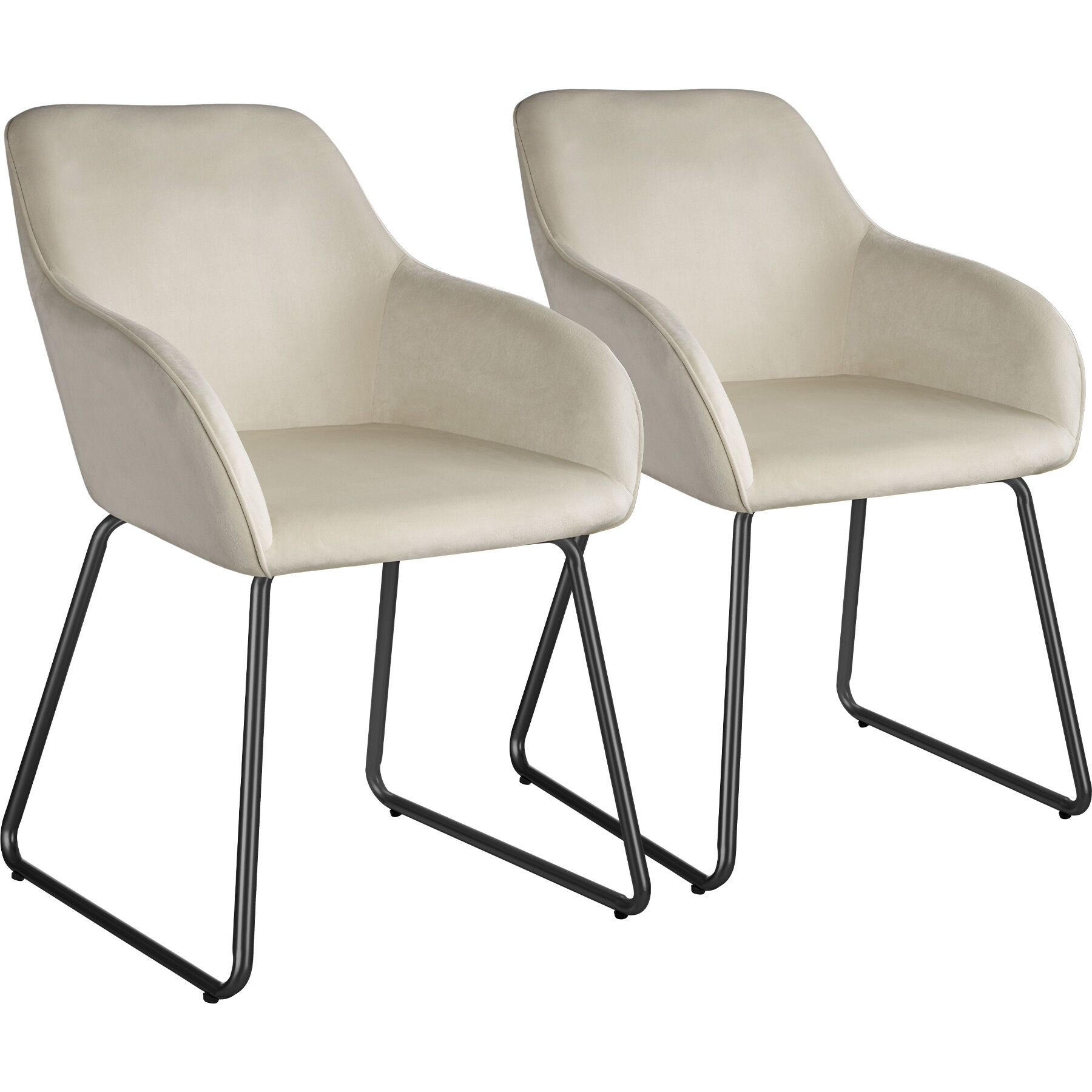 ESSZIMMERSTUHL Jeane,57 x 61 x 85,5 cm, Belastbarkeit 120 kg,Samtoptik creme/schwarz - Schwarz/Samtahornfarben, Kunststoff (57/85.5/61cm) - tectake