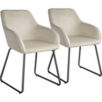 ESSZIMMERSTUHL Jeane,57 x 61 x 85,5 cm, Belastbarkeit 120 kg,Samtoptik creme/schwarz - Schwarz/Samtahornfarben, Kunststoff (57/85.5/61cm) - tectake