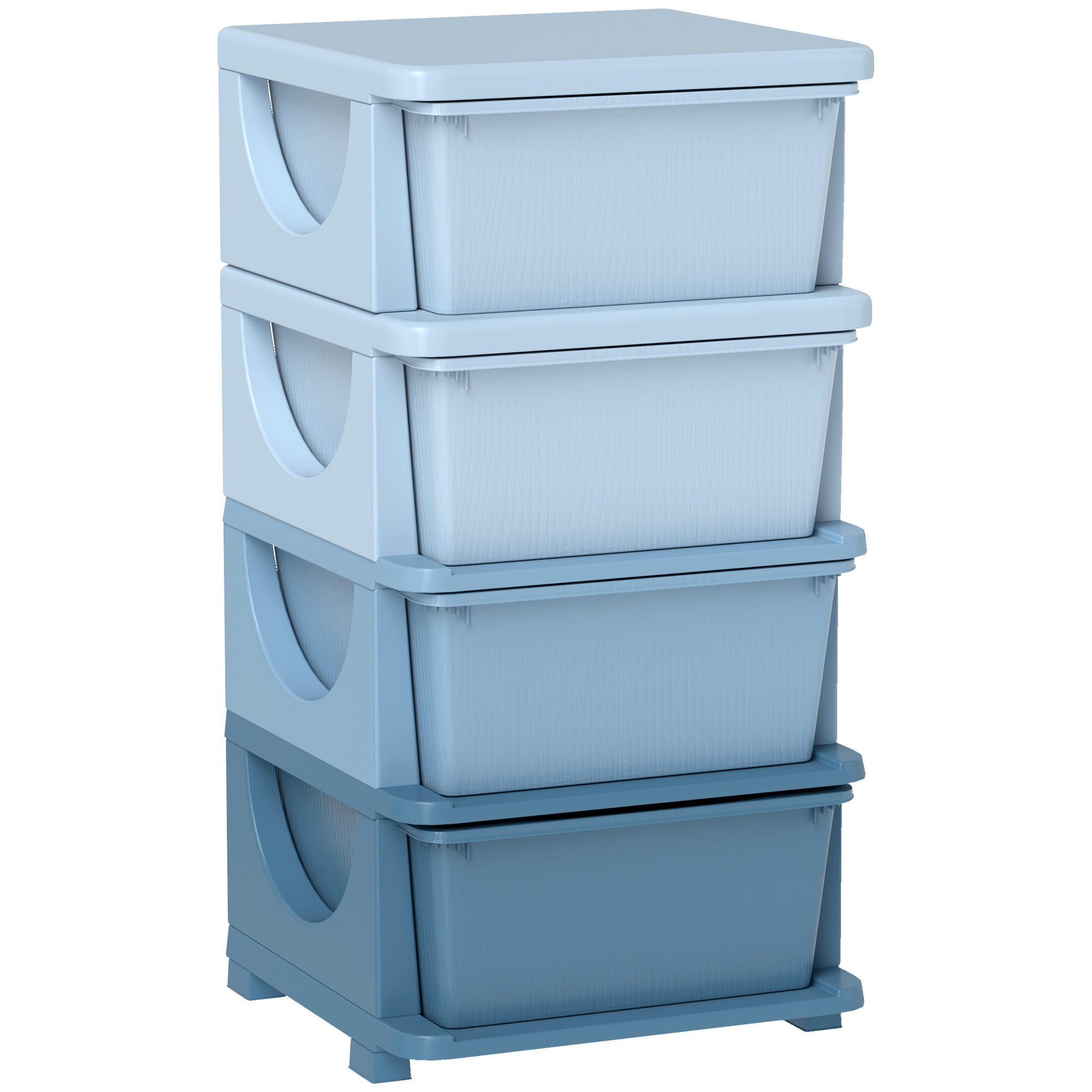 AUFBEWAHRUNGSBOXEN für Kinder, 4 große Schubladen, Kunststoff, Blau - Blau, Kunststoff (37/76/37cm) - HOMCOM