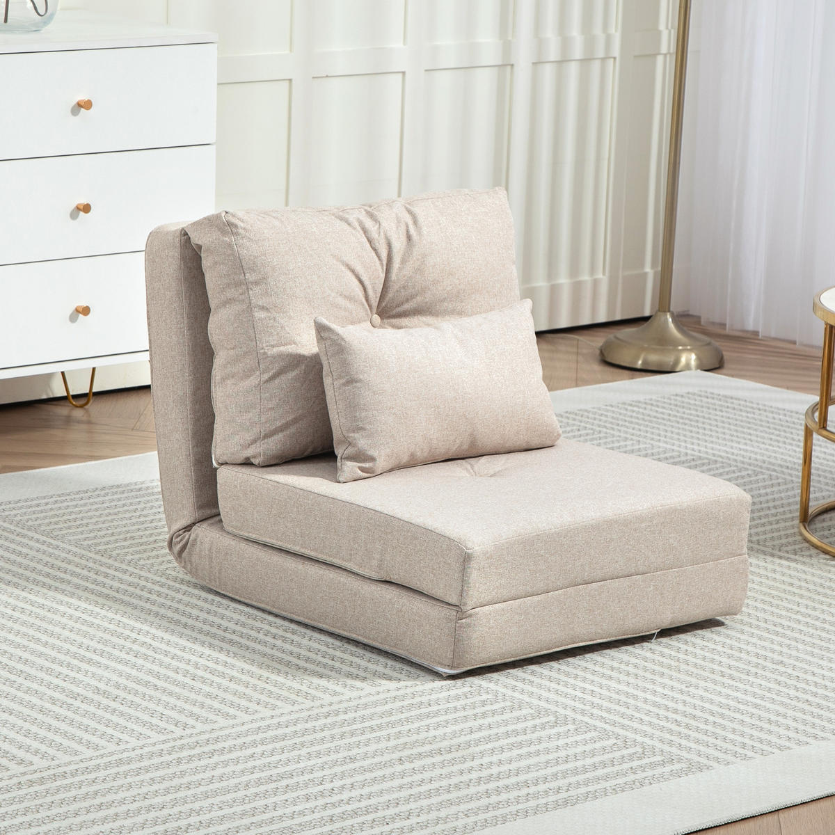 SCHLAFSESSEL DE-14580 5-fach verstellbar mit Kissen Beige - Beige, Textil (80/56/60cm) - ComfortXL