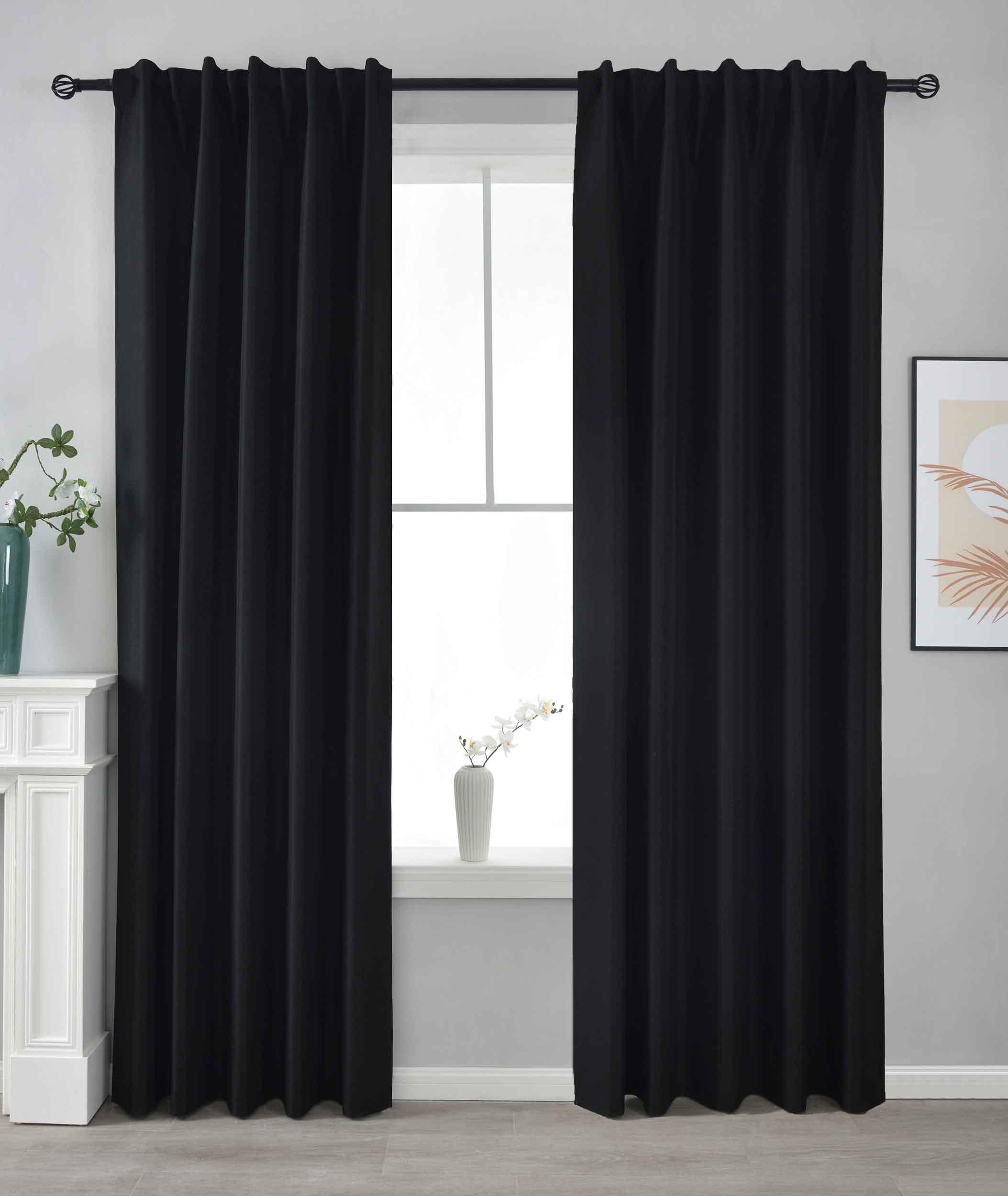 VORHANG 2ER SET BOSTON DARK HxB 245x140 cm Schwarz - Schwarz, Textil (140/245cm) - Gardinenbox