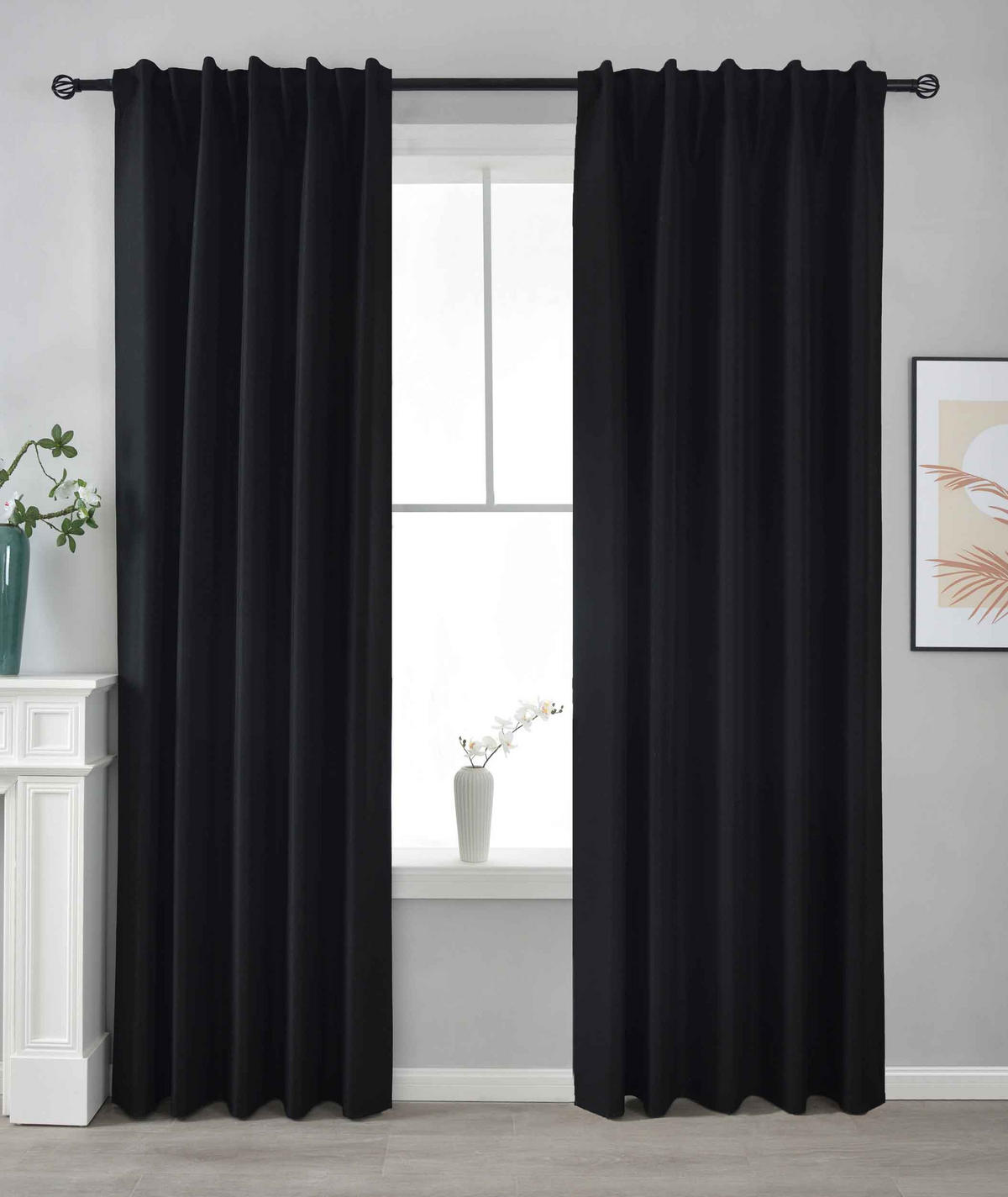 VORHANG 2ER SET BOSTON DARK HxB 245x140 cm Schwarz - Schwarz, Textil (140/245cm) - Gardinenbox
