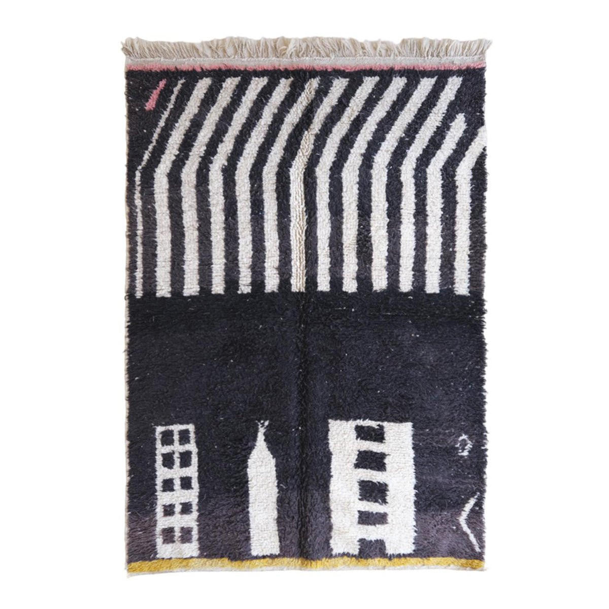 BERBERTEPPICH aus reiner Wolle 167x 250 cm - Schwarz, Naturmaterialien (167/250cm) - AFK Living