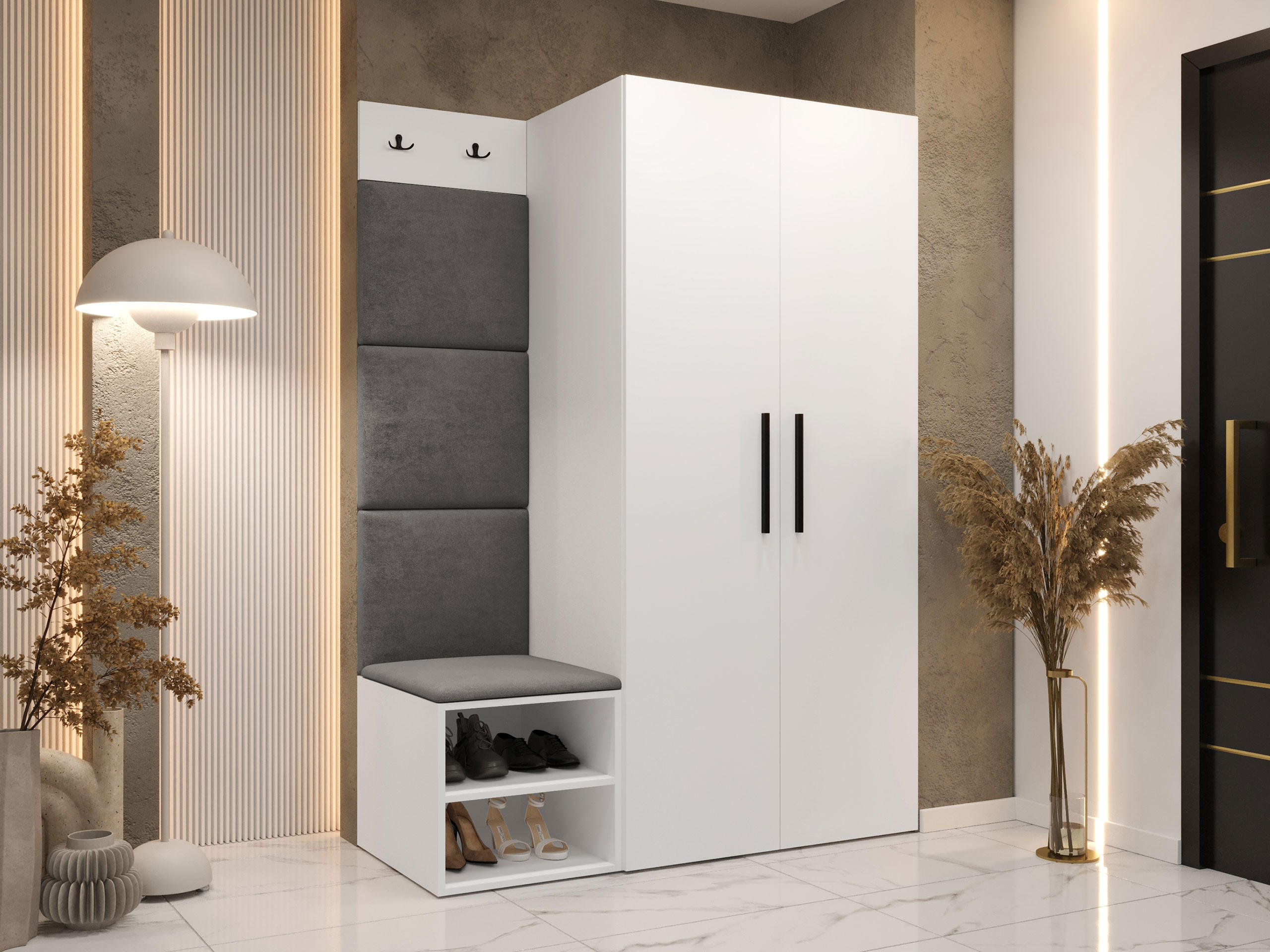 GARDEROBEN-SET Medi IV - Schwarz/Weiß, Holzwerkstoff/Kunststoff (80/191/50cm) - MIRJAN24