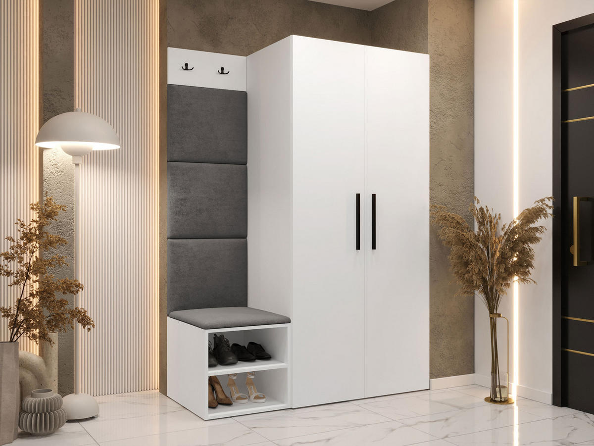 GARDEROBEN-SET Medi IV - Schwarz/Weiß, Holzwerkstoff/Kunststoff (80/191/50cm) - MIRJAN24