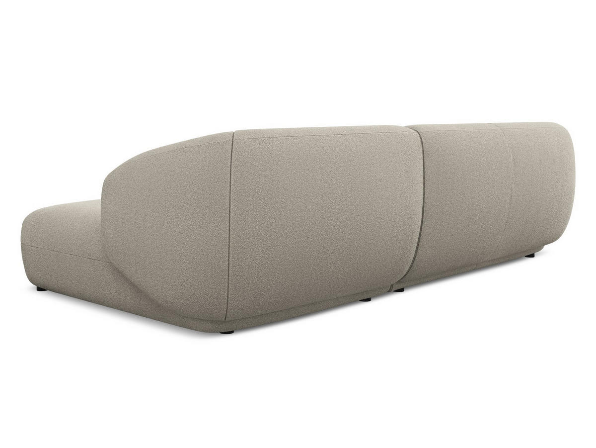 ECKSOFA Rechts Bouclé Stoff Beige - Beige/Schwarz, Kunststoff/Textil (280/156cm) - Makamii