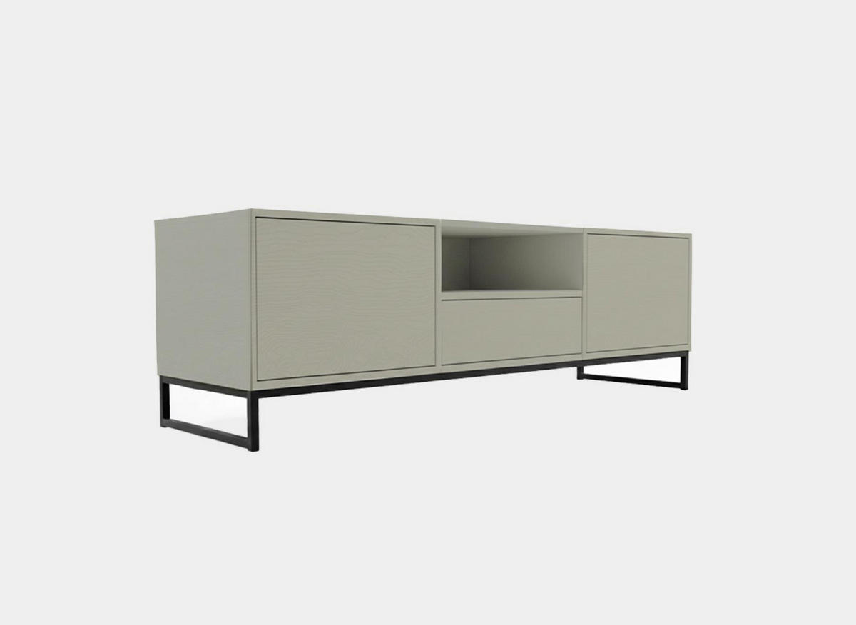 TV-SCHRANK Genua 160 cm, Hellgrün, TV-Kommode auf Metallgestell - Schwarz/Hellgrün, Holzwerkstoff (160/48/45cm) - Bettso