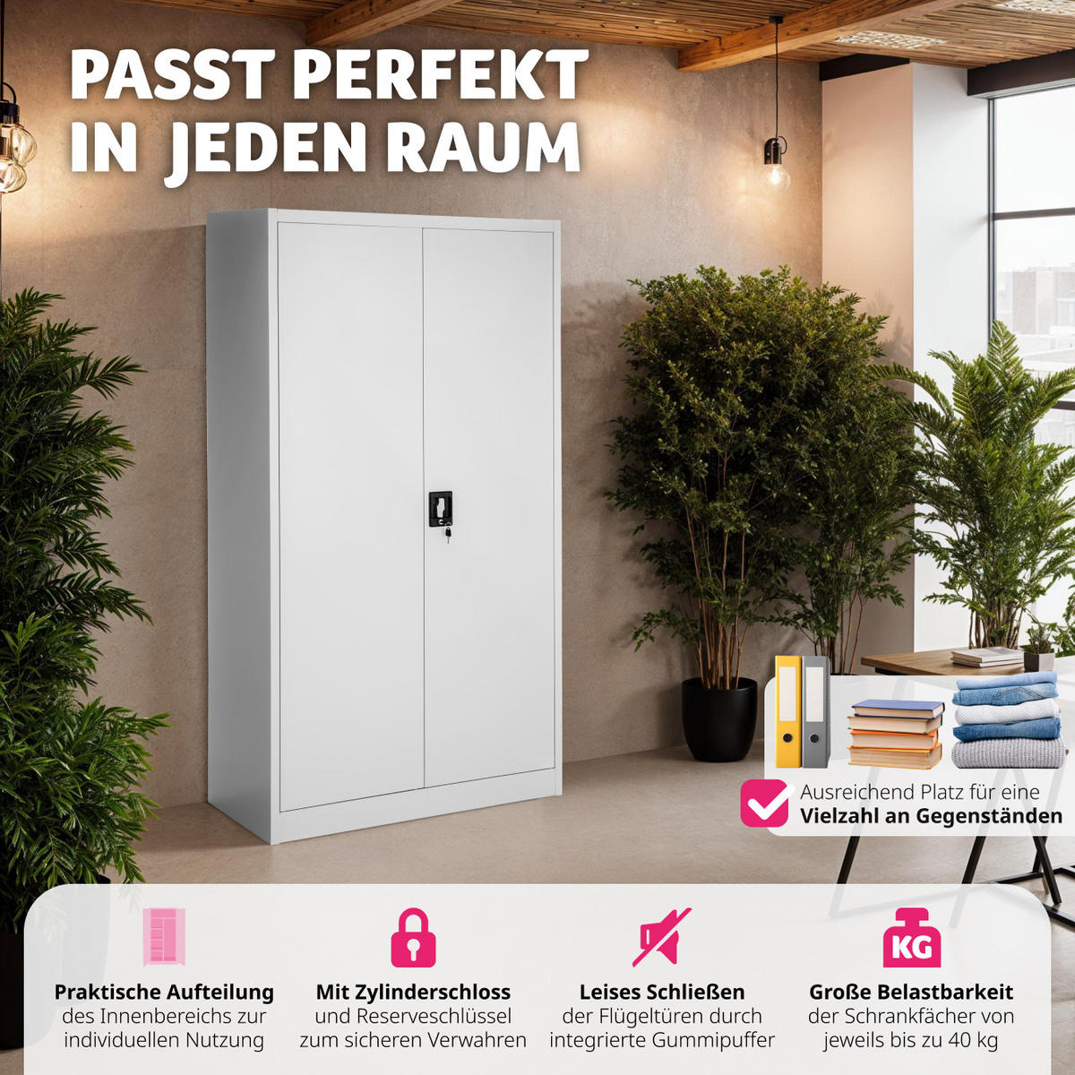 SPIND ,180 x 80 x 40 cm,grau - Grau, Metall (40/180/80cm) - tectake
