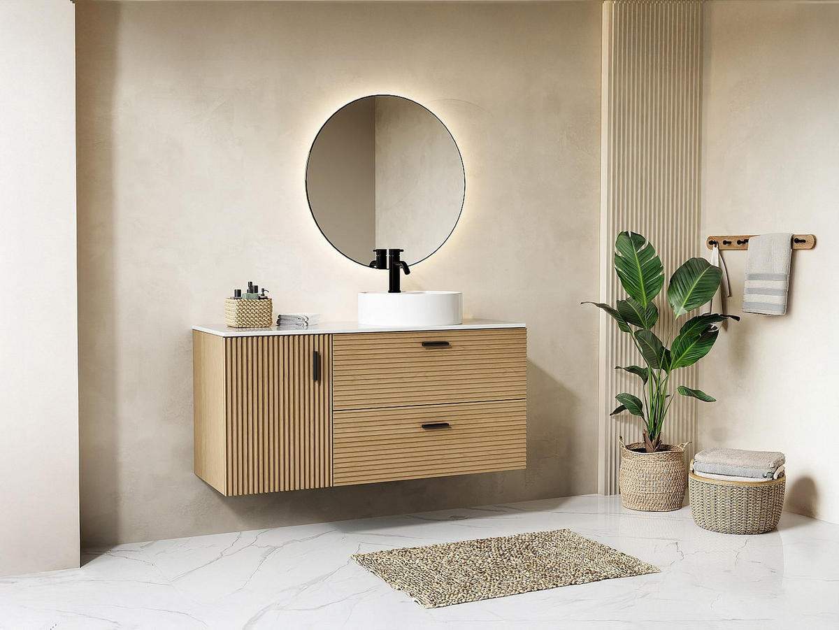 WASCHBECKENUNTERSCHRANK - 120 cm x 46 cm - holz - naturfarben hell Sarone - Naturfarben, Holz (120/55/46cm) - Vente-Unique