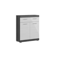 STANDSCHRANK Scout Bad in Rauchsilber Nachbildung und weiß hochglanz B/H/T: 74x88x31 cm - Silberfarben, Holz (74/88/31cm)