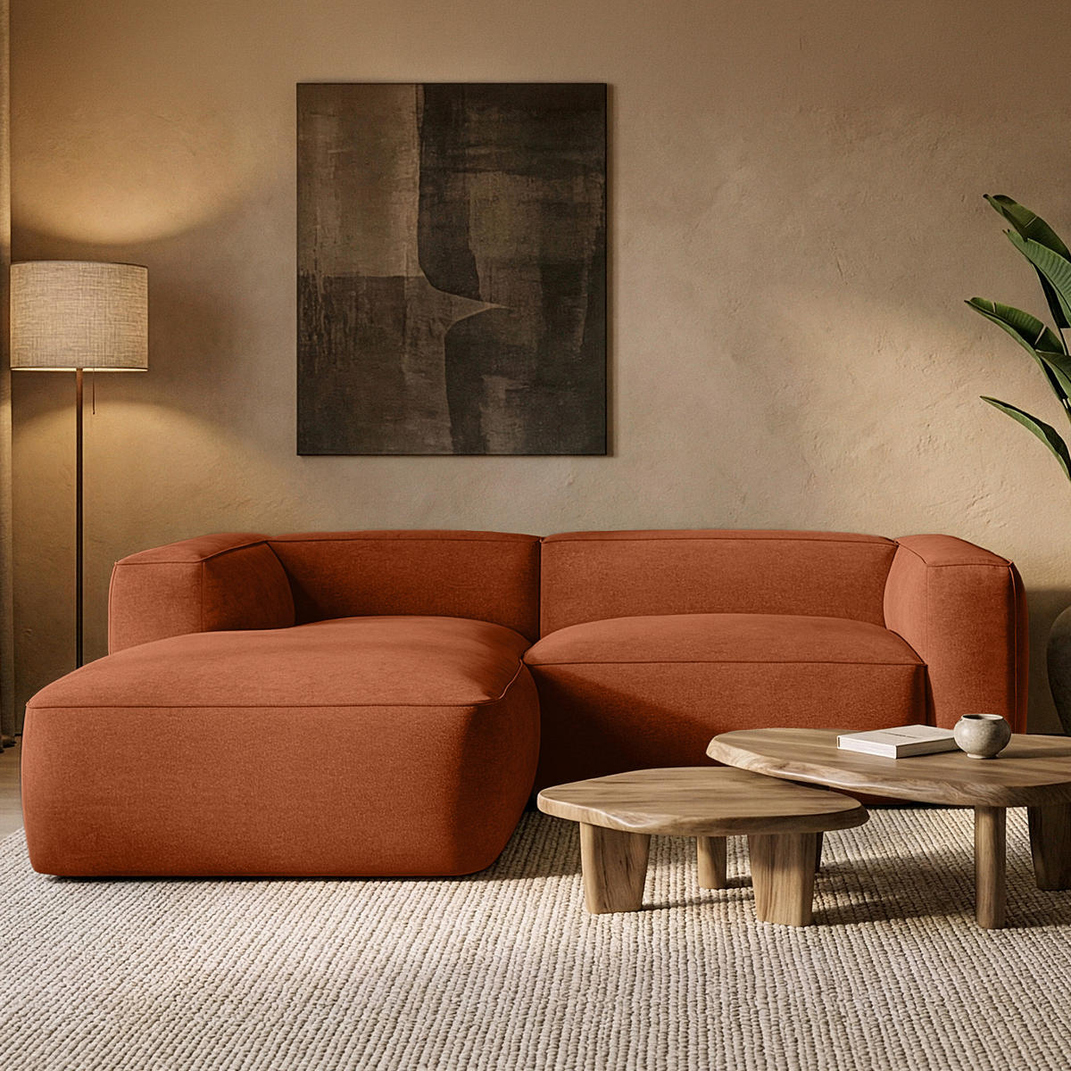 ECKSOFA LINKS FUBBO, Rot - Rot, Holz/Holzwerkstoff (225/176cm) - KONSIMO®