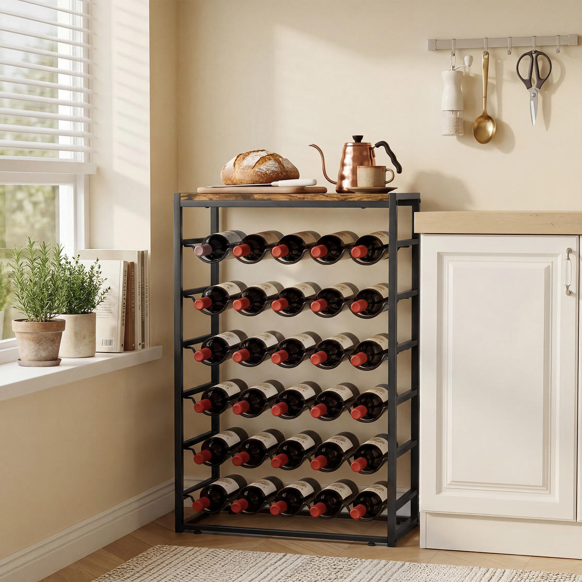 WEINREGAL Spanplatte Metall Rustikal-Braun - Braun, Metall (30/88.5/59cm) - HOMCOM