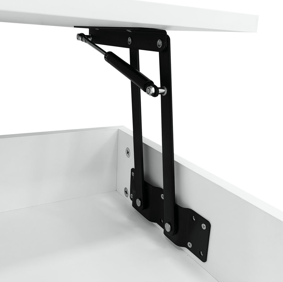 COUCHTISCH aus Spanplatte 100x50x44 cm in Weiß mit LED & Hubfunktion - Weiß, Holzwerkstoff (100/50/44cm) - Modfu