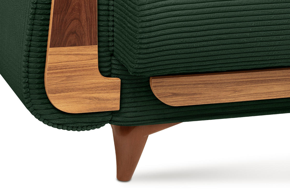 3-SITZER-SCHLAFSOFA GUSTAVO II mit Armlehnen, Dunkelgrün - Dunkelgrün, Holz/Holzwerkstoff (230/98/98cm) - KONSIMO®