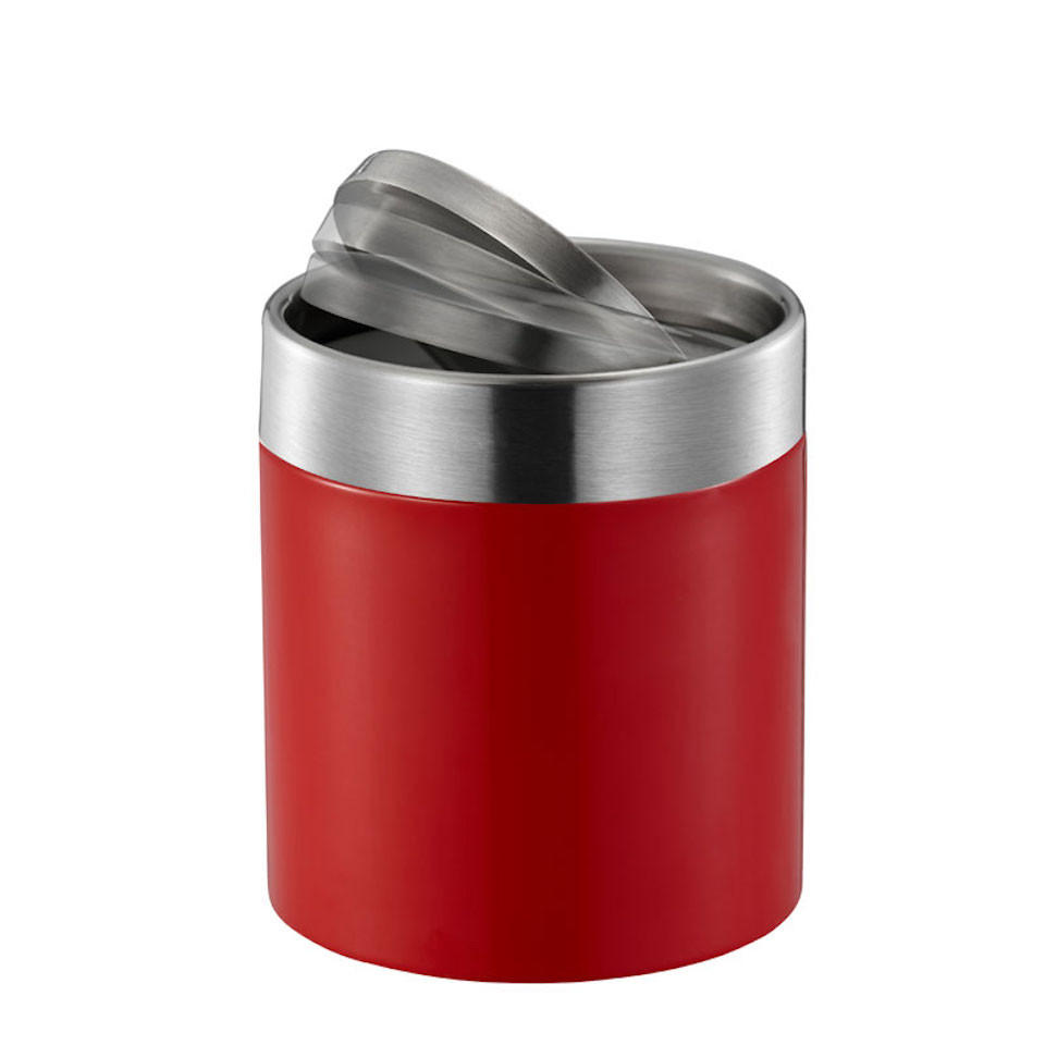 MÜLLEIMER 1,5 Liter 13,8x12 cm Edelstahl & Rot - Rot, Metall (12/13.8/12cm) - PROREGAL