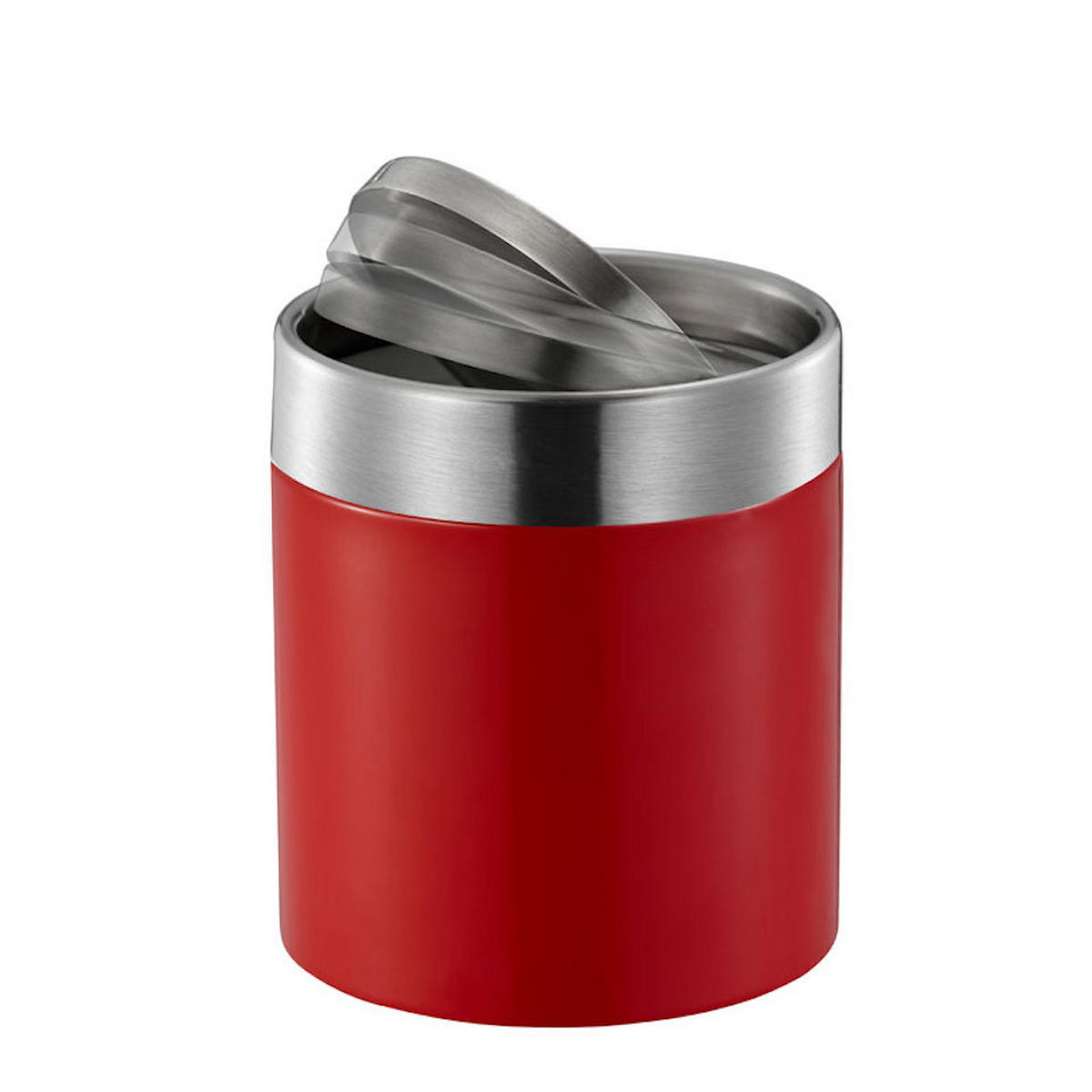 MÜLLEIMER 1,5 Liter 13,8x12 cm Edelstahl & Rot - Rot, Metall (12/13.8/12cm) - PROREGAL