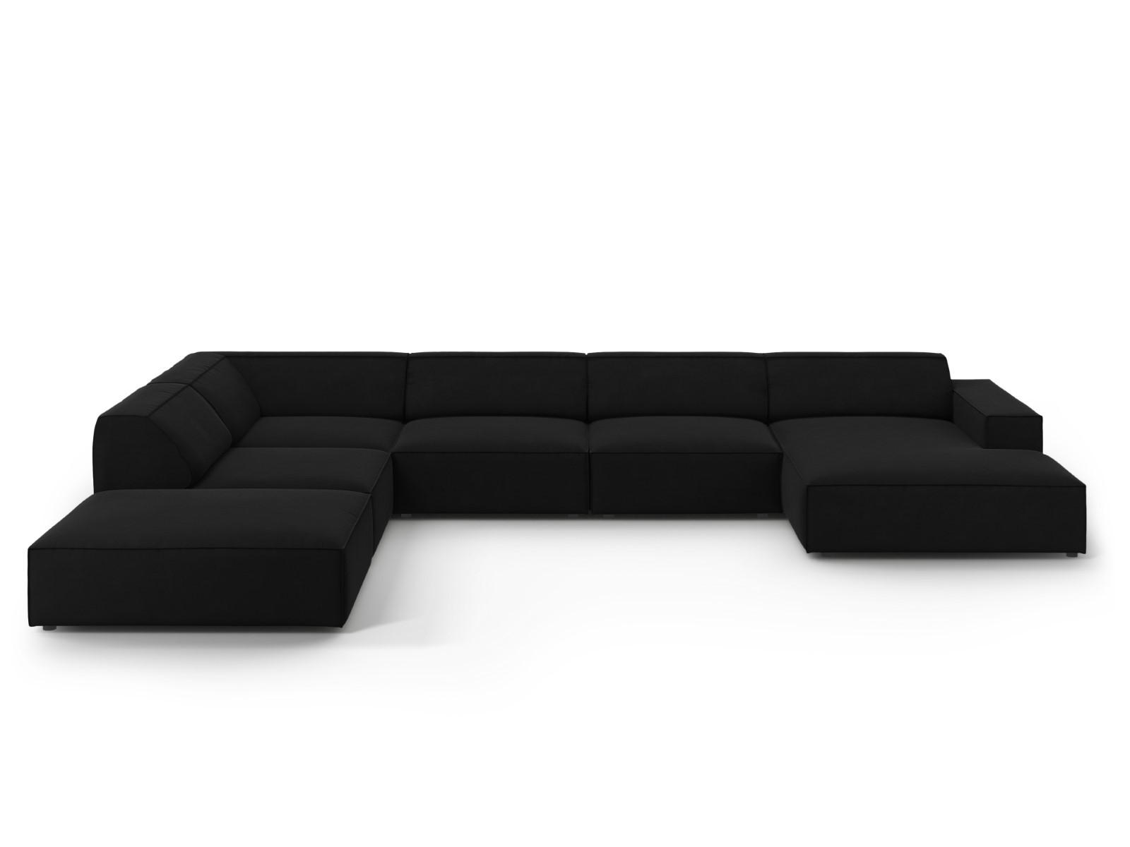 PANORAMASOFA links Jodie aus Samt schwarz 7 Sitzplätze - Schwarz, Textil (262/70/364cm) - Micadoni