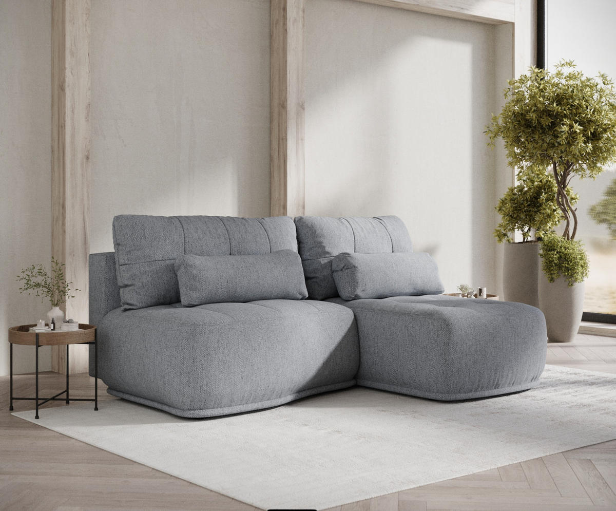 ECKSOFA MIT SCHLAFFUNKTION Batu Grau Webstoff - Schwarz/Grau, Holz/Holzwerkstoff (223/158cm) - Maison de Reve