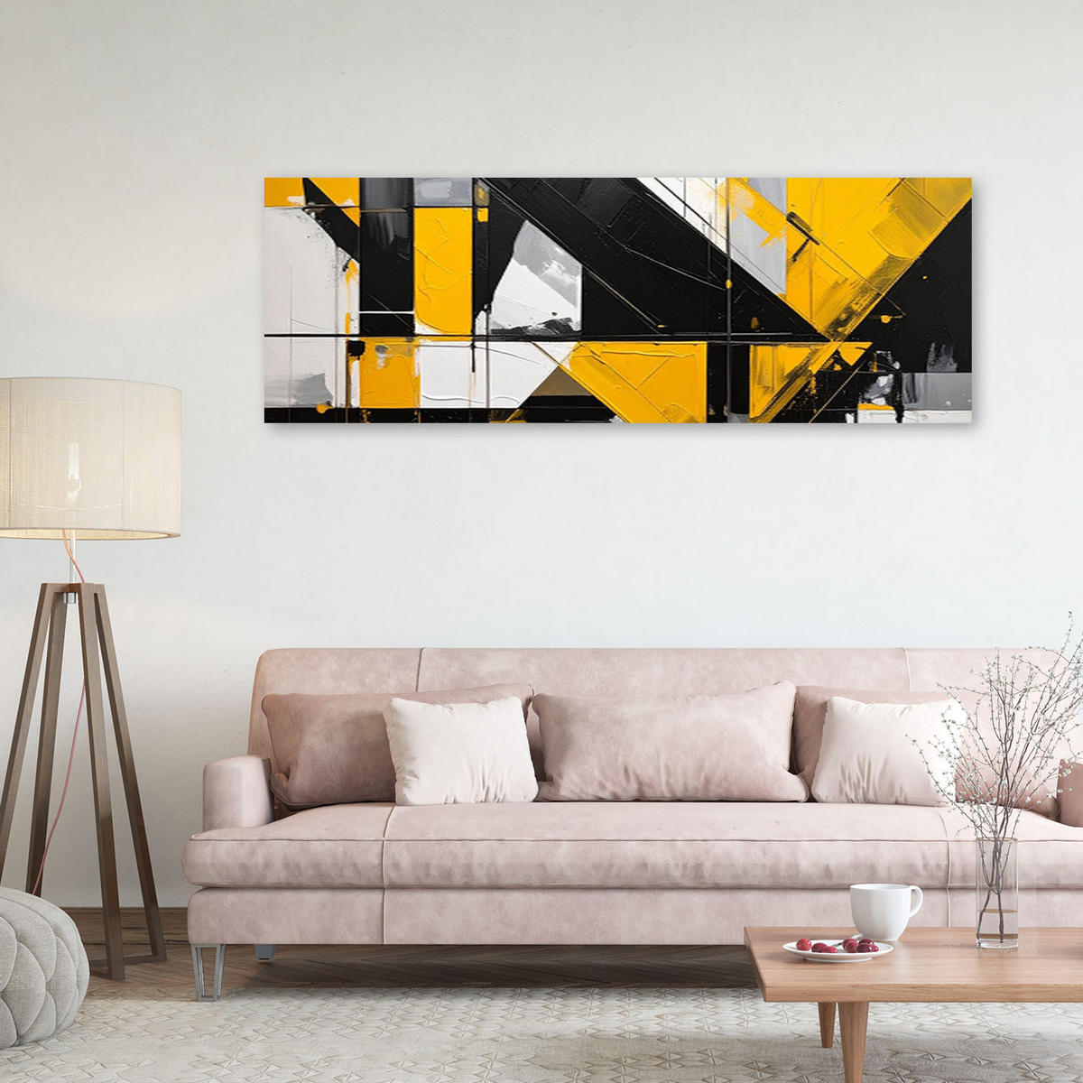 LEINWANDBILD 3D und geometrisch 150x50cm - Gelb, Textil (150/50cm) - Feeby