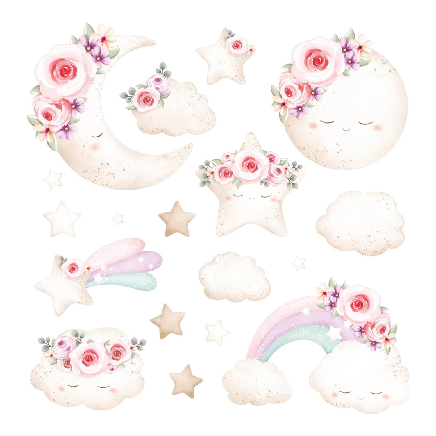 WANDAUFKLEBER 100x138cm - Elemente des Himmels - Multicolor, Kunststoff (100/138/0.1cm) - Wallfluent