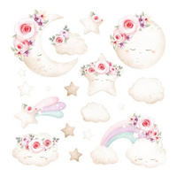 WANDAUFKLEBER 100x138cm - Elemente des Himmels - Multicolor, Kunststoff (100/138/0.1cm) - Wallfluent