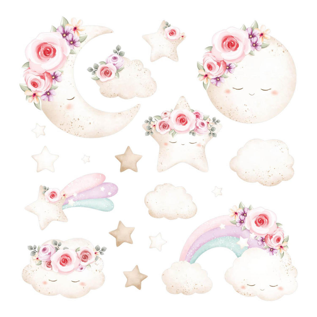 WANDAUFKLEBER 100x138cm - Elemente des Himmels - Multicolor, Kunststoff (100/138/0.1cm) - Wallfluent