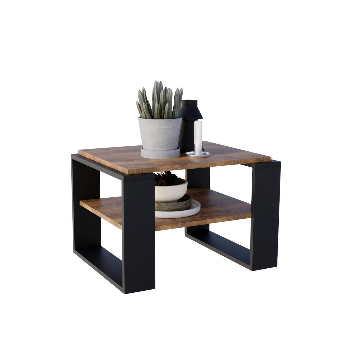 COUCHTISCH KAJA 61 - Alteiche/Schwarz, Holz (54/61/44cm) - Mat-Haus